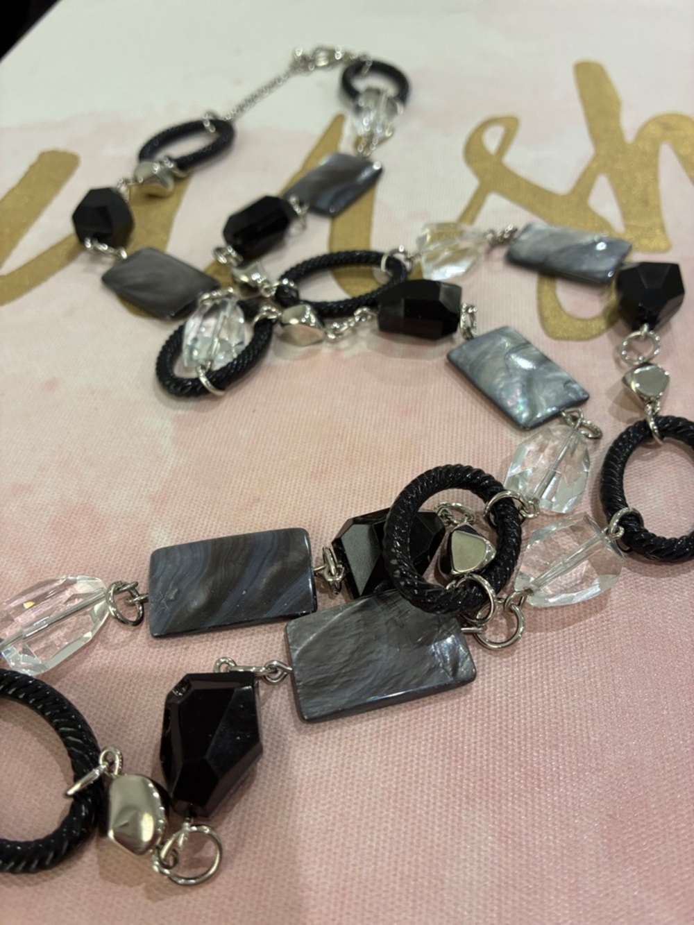 Elegant Black and Gray Statement Necklace - Women Jewelry